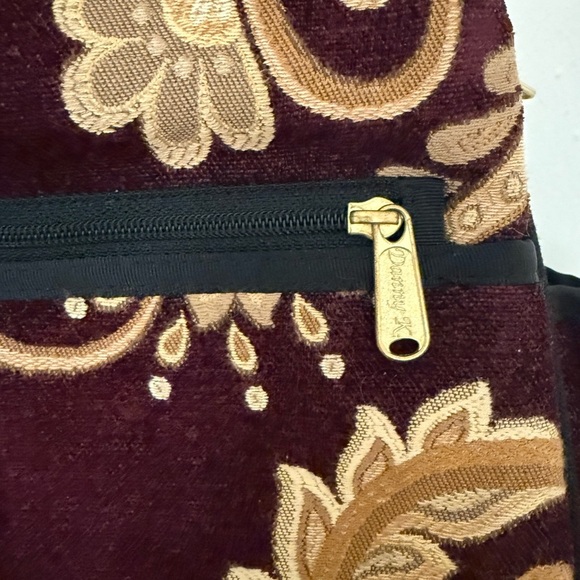 Danny K Beverly Hills Burgundy and Tan Brown Tapestry Floral Handbag - Picture 5 of 15